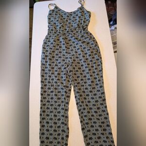 Forever 21 Women's Green Elephant Pattern Jumpsuit